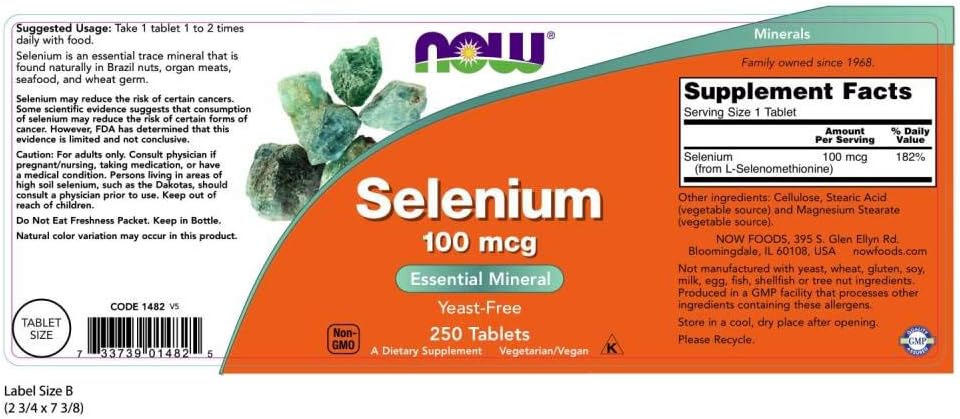 Now Foods, Selenium, Yeast Free, 100 mcg, 250 Tablets (2 PACK): Health & Personal Care