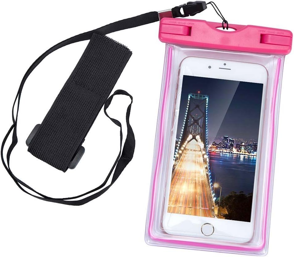 KATTEONG WCH8315 Water-Proof Case Dry Bag Cell Phone Pouch with Military Lanyard Strap for Kayaking Skiing Sledding, Best Water-Proof Case for iPhone 7/6/6S Plus/5S/SE, Samsung Galaxy S7 - Pink