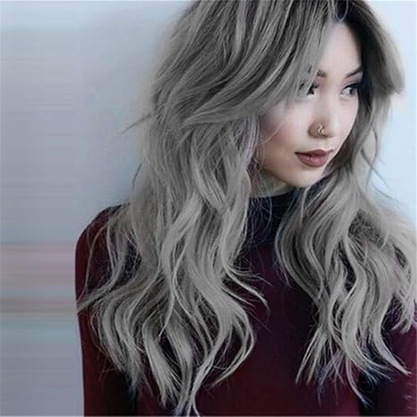 Amazon Com Bmwigs Ash Grey Long Natural Curly Wigs