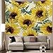 Smurfs Yingda Sunflowers Tapestry Wall Hanging Sunflower Plant Printed Tapestry Sunflower Watercolor Tapestry Cactus Wall Tapestry for Kids Girls Boys Room Bedroom Living Room Dorm