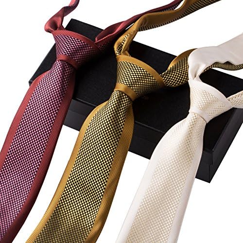 Set of 3 Classic Elegant Fashion Business 3.3 inch Neck Ties(Wine/Cream/orange) for Men With Box By GradeCode
