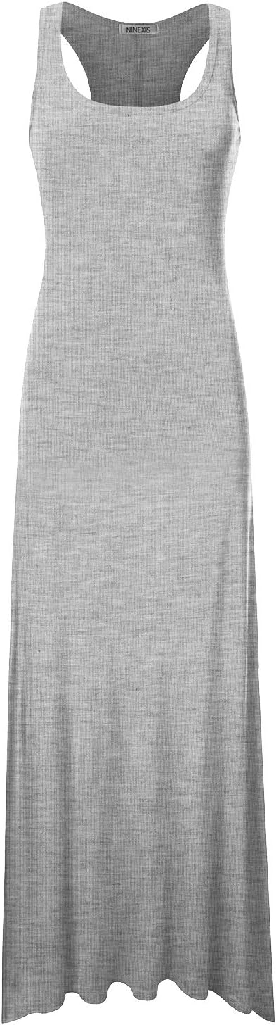 Women's Sleeveless Scoop Neck Racerback Tank Maxi Dress