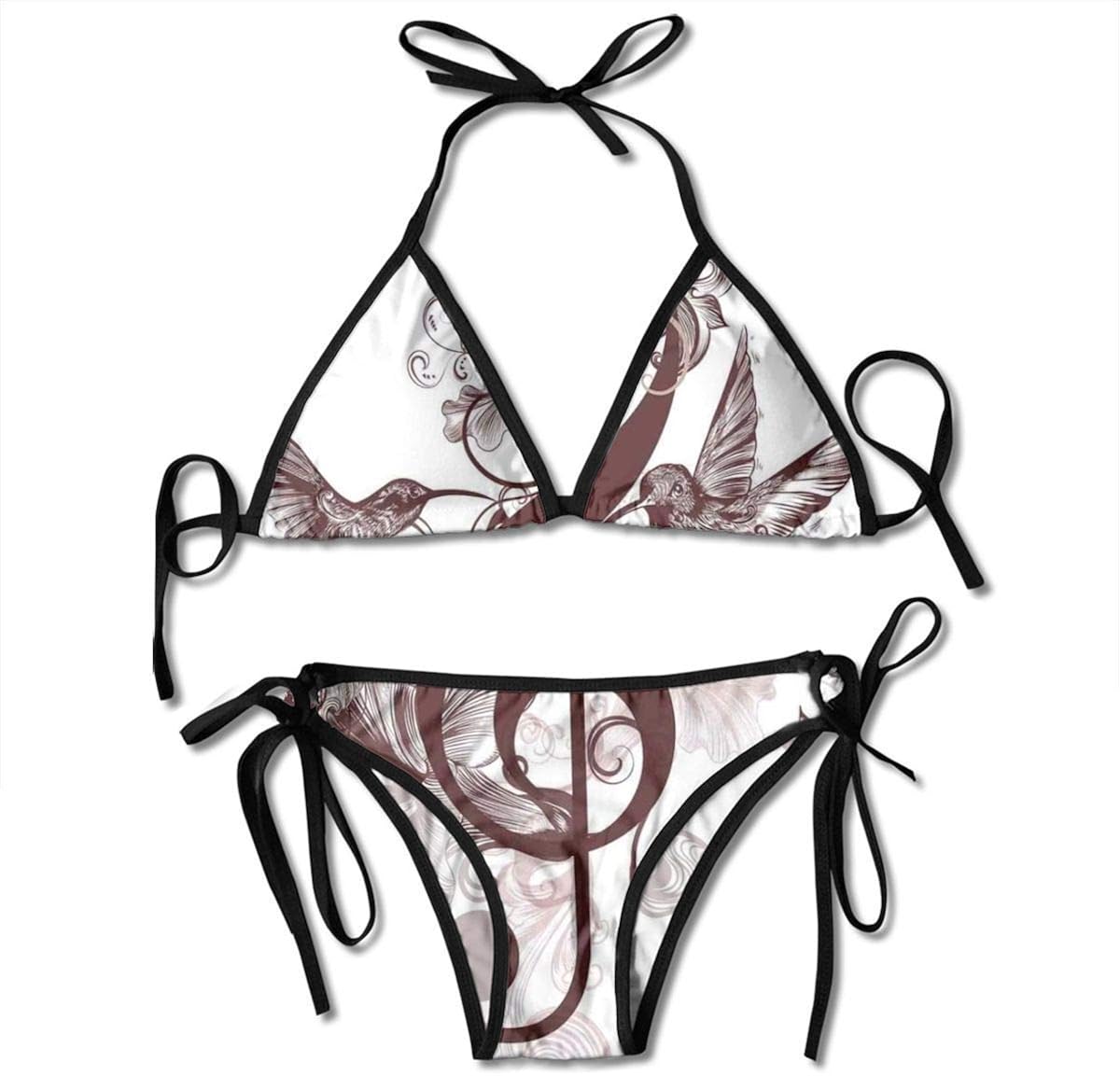 Conjunto de Bikini para Mujer, Flores de Amapola de Estilo Retro en un