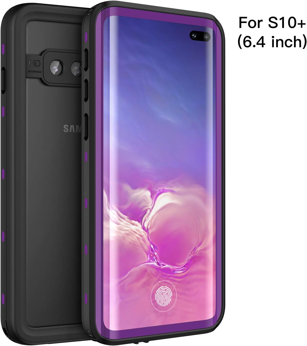 Fansteck Samsung Galaxy S10 Plus Waterproof Case, IP68 Waterproof/Snowproof/Shockproof/Dirtproof, Full-Body Protective Case with Built-in Screen Protector for Galaxy S10+ Plus 6.4inch (Purple)