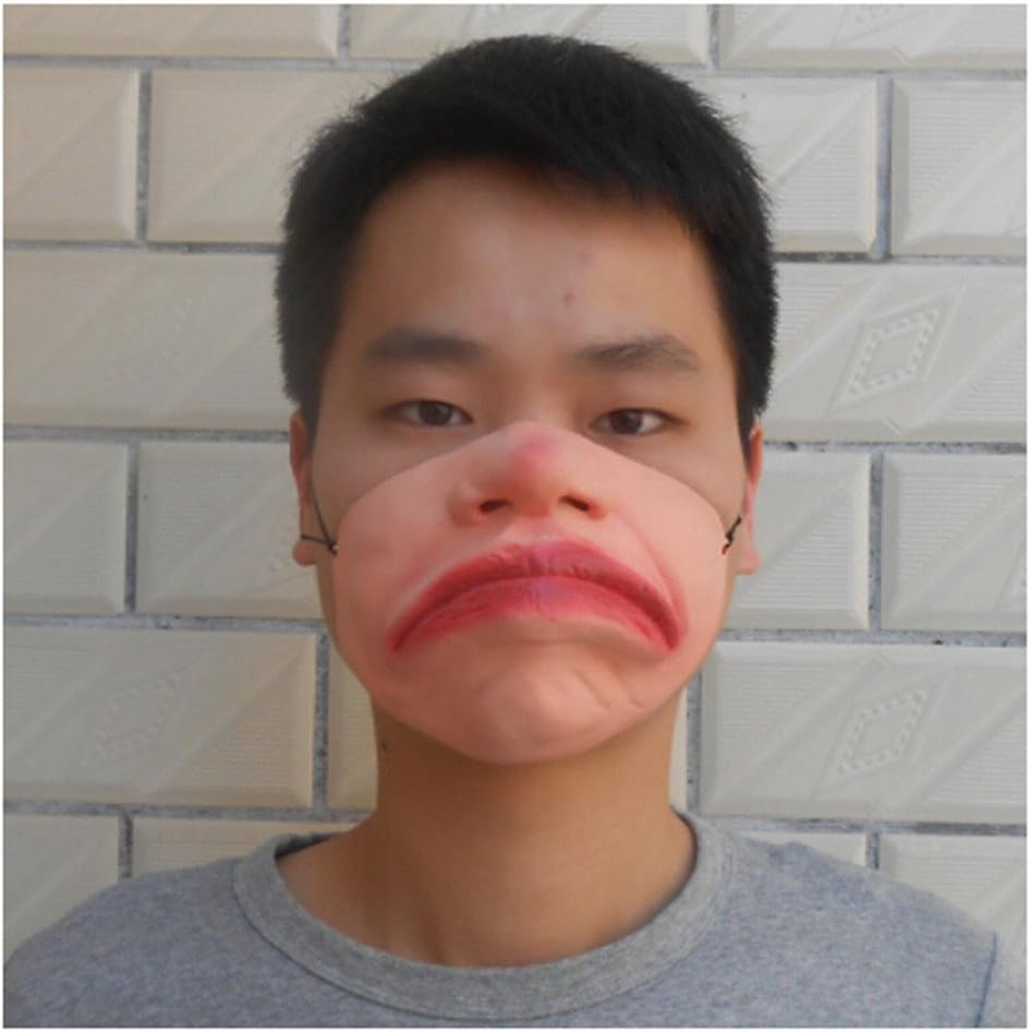 guangyaoJohnson Latex Halloween Funny Funny Face Mask Half face mask Dance Performances Latex mask Men and Women