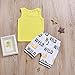 Baby Boys Girl's Summer Cotton Sleeveless T-Shirt Vest+ Short Pants Clothes Outfit Set (18-24 Months, Yellow)