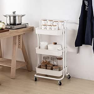 YDU Almacenamiento de Cocina Vertical Rack, con Las cestas de 3 Niveles
