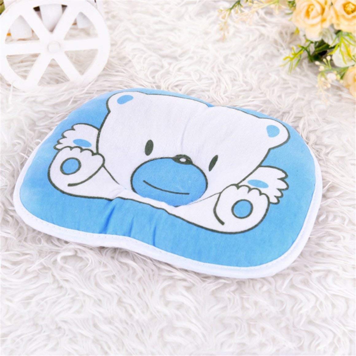 Funnyrunstore Belle Ours Mignon Motif De Bande Dessinee Dessin Anime Oreiller Nouveau Ne Infant Bebe Coussin Support Coussin Prevenir Oreiller Coton Tete Plate Pour Bebe Couleur Bleu Literie Et Linge De Maison Ameublement
