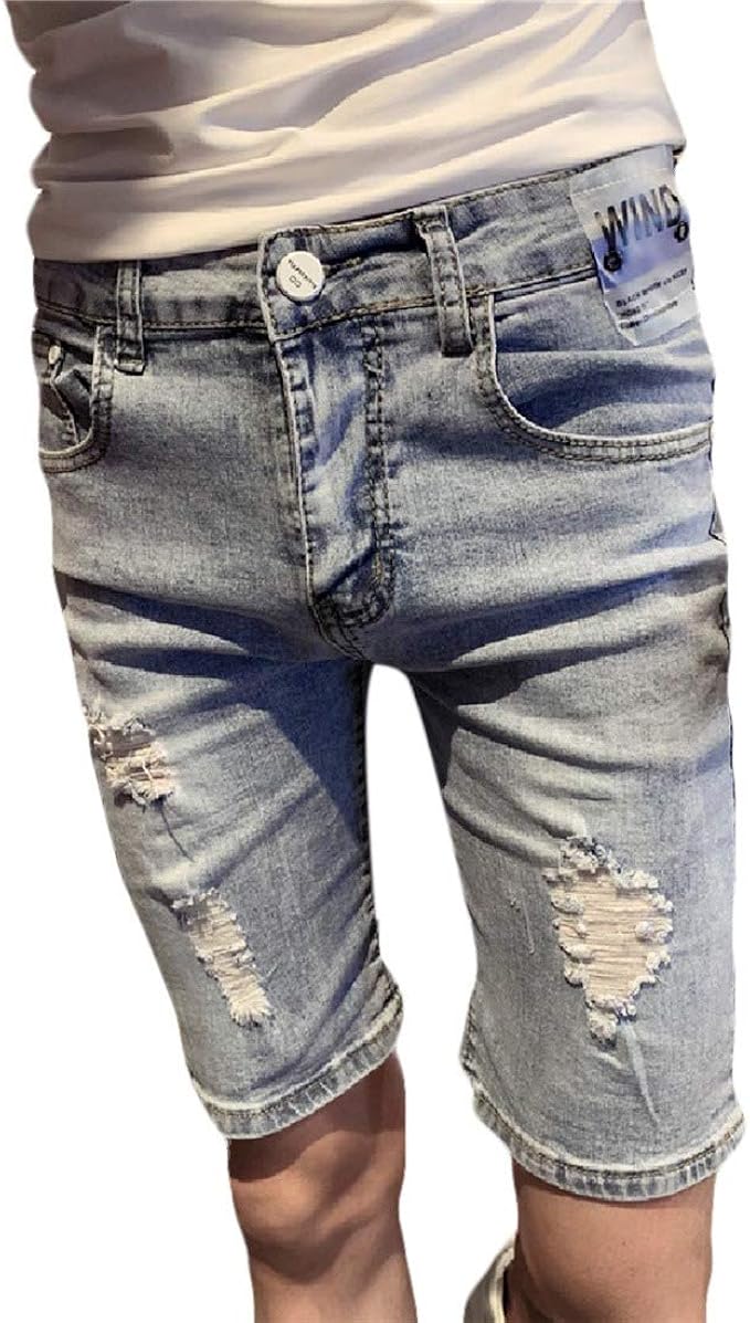Amazon We Energy メンズユーズドポケット頑丈な摩耗洗浄スキニーショートジーンズ ショート ハーフパンツ 通販