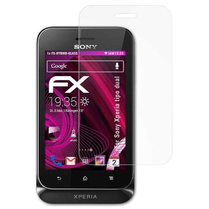 atFolix Glasfolie kompatibel mit Sony Xperia tipo dual Panzerfolie, 9H Hybrid-Glass FX Schutzpanzer Folie