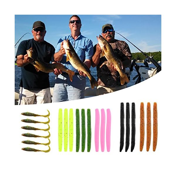 Fishing-Soft-Lures-Set-Artificial-Bait-Lure-with-15-Worms-6-Curl-Tail-Lures-1-Wacky-Rig-Tool-20-O-Rings-1-Waterproof-Fishing-Lure-Organizer-Bag-for-Saltwater-Freshwater-Bass-Trout-Barracuda-Salmon Fishing-Soft-Lures-Set-Artificial-Bait-Lure-with-15-Worms-6-Curl-Tail-Lures-1-Wacky-Rig-Tool-20-O-Rings-1-Waterproof-Fishing-Lure-Organizer-Bag-for-Saltwater-Freshwater-Bass-Trout-Barracuda-Salmon