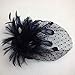 Black Feather Fabric Flower Net Fascinator Hair Clip and Cocktail Hat