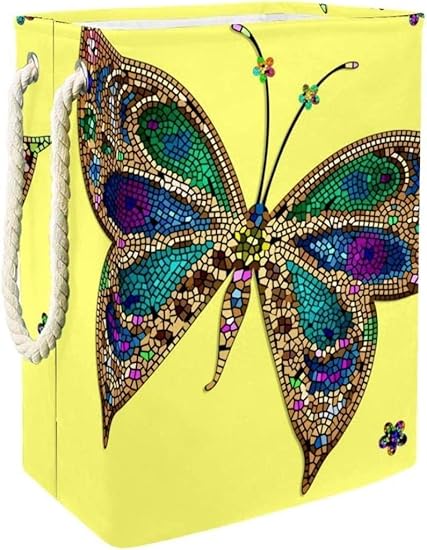 DSJSP Mariposa Plegable de lavandería Cesto con Asas Cesta de lavadero