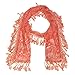Falari Women Lace Scarf With Fringes Coral