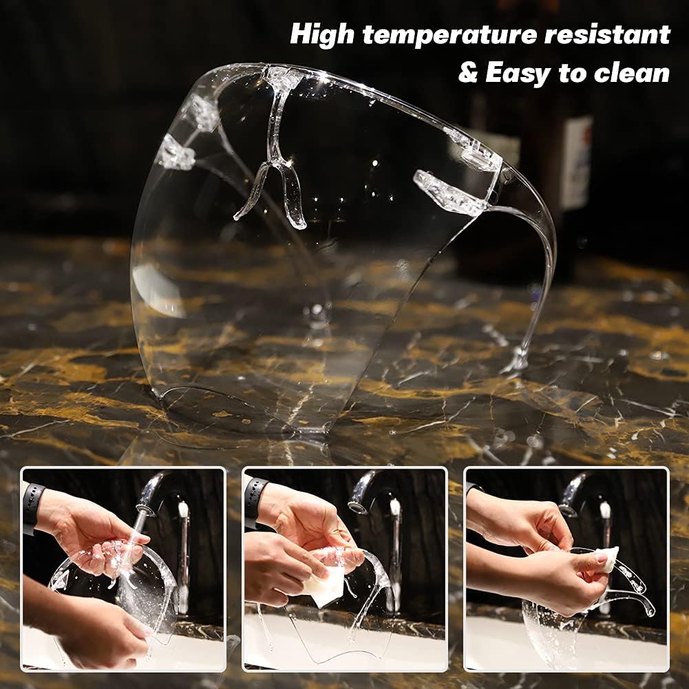Face Shield, Clear Safety Face Shields with Frame Detachable Full Face Protective Reusable Goggle Shield Anti-spitting Fog & Scratch Resistant Suitable for Indoor and Outdoor Activities - - 