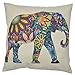 WayHomeDecor Cotton Linen Decorative Throw Pillow Case Cushion Cover Cute Elephant 18