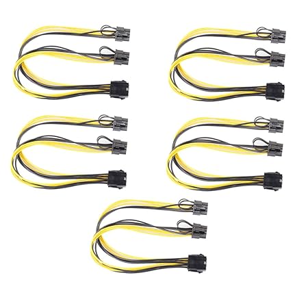 Demiawaking 5pcs 8Pin zu Grafikkarte Doppel PCI-E 8Pin (6Pin + 2Pin) Stromkabel