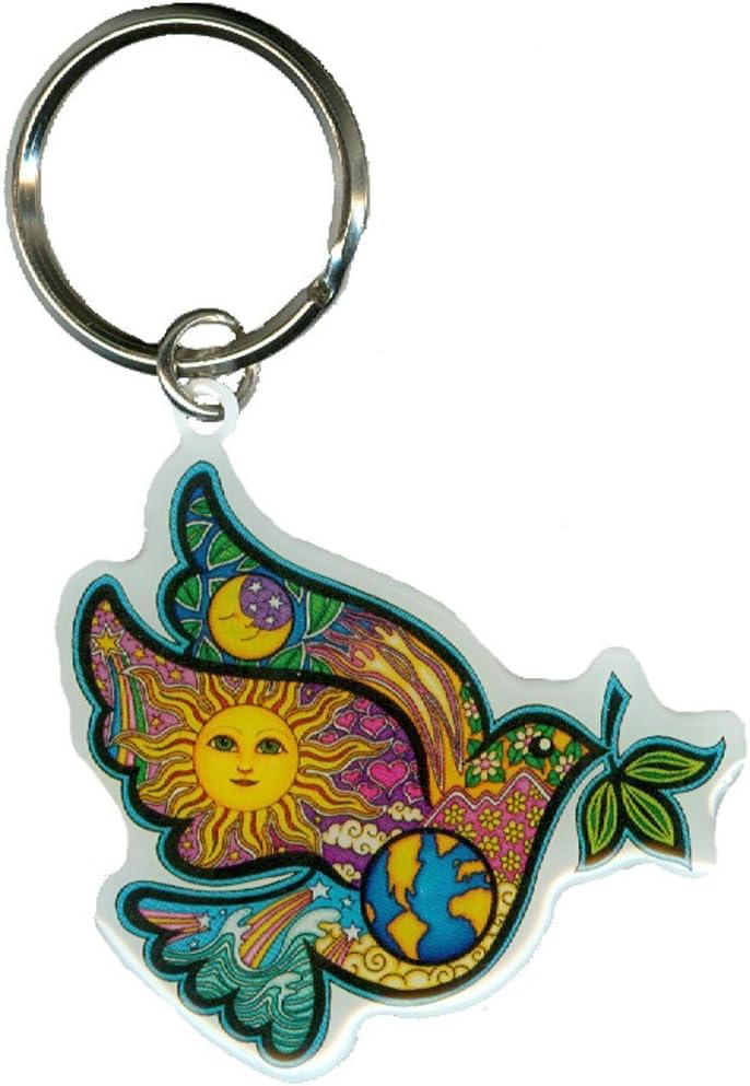 Officially Licensed Originals Dan Morris Peace Dove - Grateful Dead, Durable Metal Keychain for Car Motorcycle Home Office Work Keys - 2.25" x 2.25"
