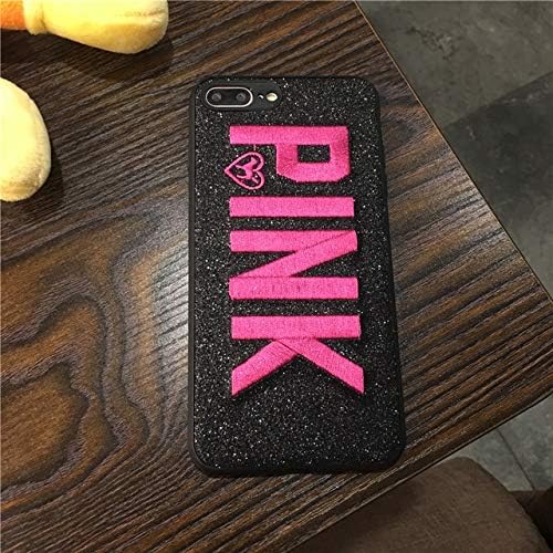 OTADO 3D Embroidery Glitter Victoria Pink Case for iPhone 8 7 6 6S Plus X XS max XR Soft Silicon Secret Shiny Pet Dog Blinking Cover