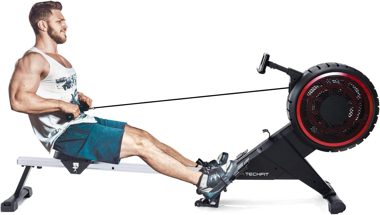 TechFit RW-900 Air Magnetic Rowing Machine, Foldable, with 16 Levels of Resistance, Magnetic Braking System, Compatible with Polar Pulse Strap, Bluetooth Integrated