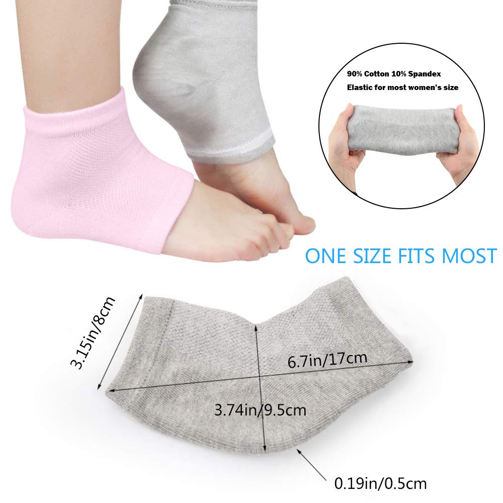 Moisturizing Socks, 3 Pairs-Moisturizing/Gel Heel Socks for Dry Cracked Heels, Open Toe Socks, Ventilate Gel Spa Socks to Heal and Treat Dry, Gel Lining Infused with Vitamins (Pink, Turquoise, Grey) : Beauty