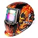 DEKOPRO Welding Helmet Solar Powered Auto Darkening Hood with Adjustable Shade Range 4/9-13 for Mig Tig Arc Welder Mask Shield Flaming Skull Design