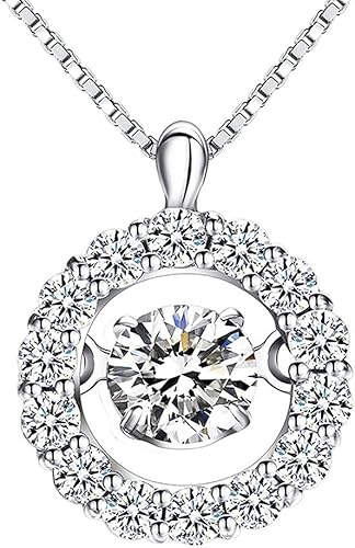 ダンシングストーン ネックレス キュービックジルコニア レディース ネックレス シルバー925 ジルコニアアクセサリー 純銀925ネックレス サークルモチーフネックレス ジルコンネックレス