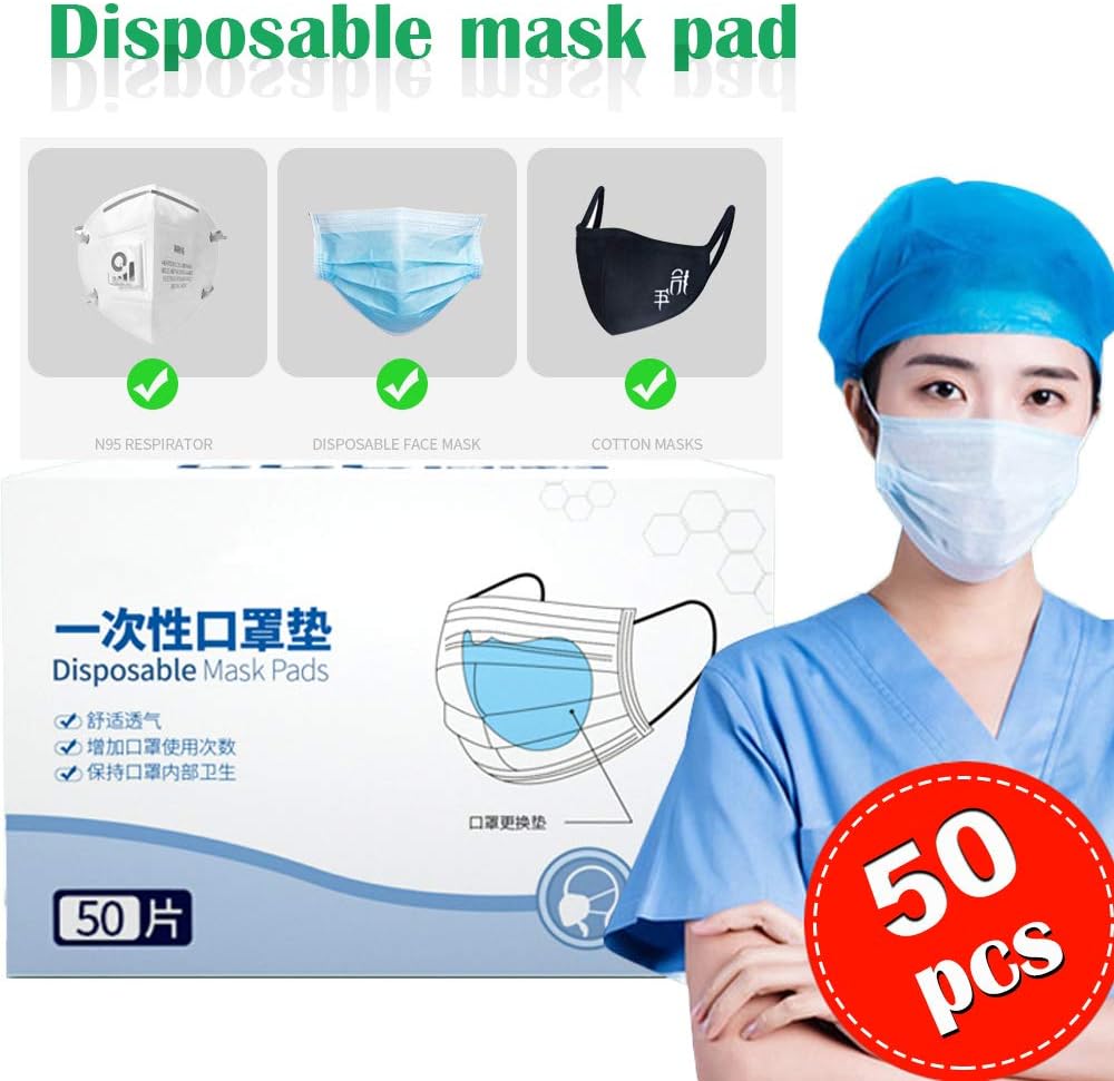 Disposable Face Ma-SKS Respiring Mat for Kf94 N95 Universal Mouth Ma-SKS Replacement Breathable 3 Layers Anti-Fog Change Gasket Pads (50Pcs)