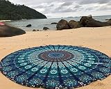 raajsee Blue Round Beach Tapestry Hippie/Boho Mandala Beach Blanket/Indian Cotton Throw Bohemian Round Table Cloth Mandala Decor/Yoga Mat Meditation Picnic Rugs 70 inch Circle