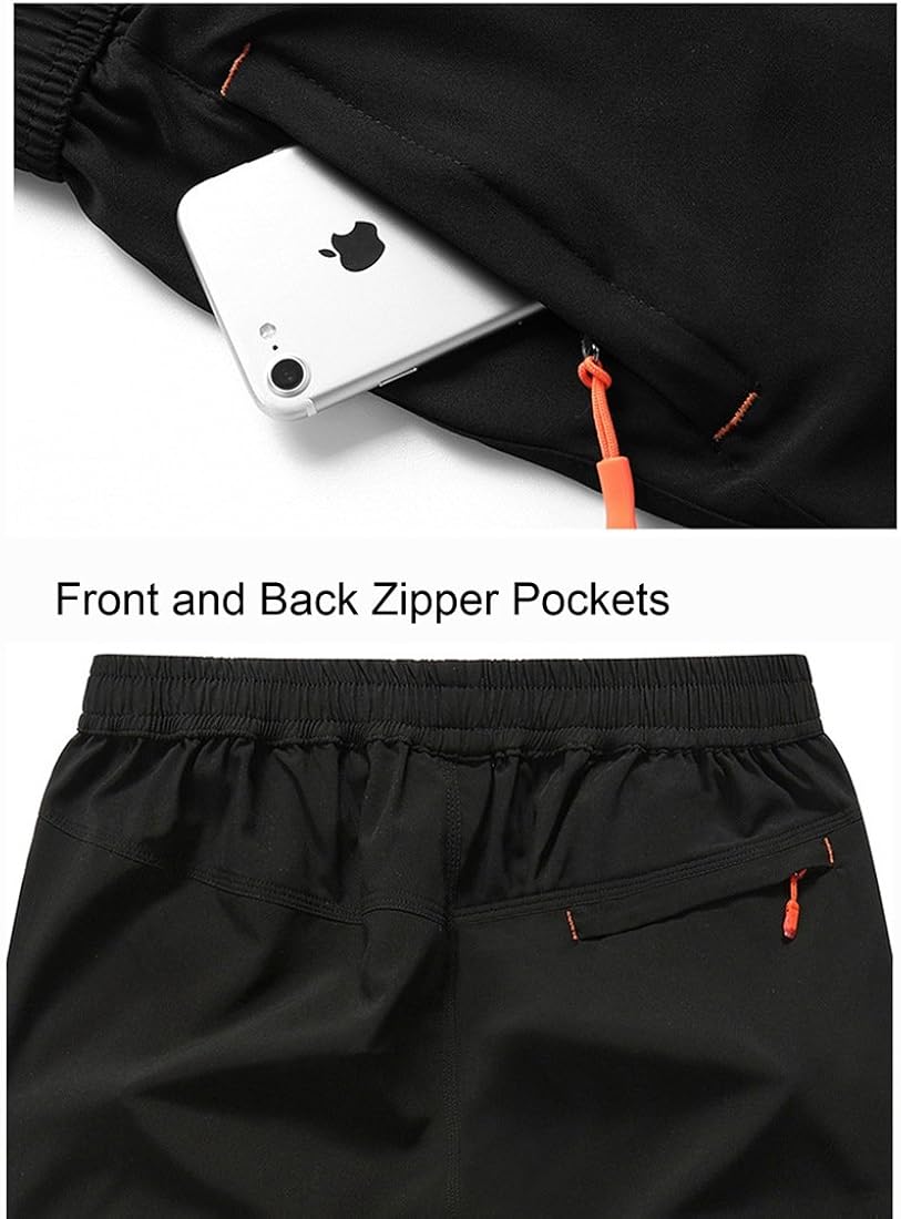 TBMPOY Men's Outdoor Sports Quick Dry Gym Running Shorts Zipper Pockets: Clothing