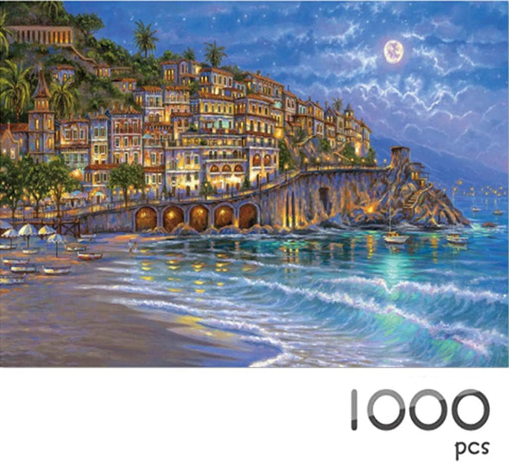Yue668 1Set 1000 pieces Puzzle Wooden Jigsaw Puzzle Oil Painting Fantasy Romantic Star Sea (C)