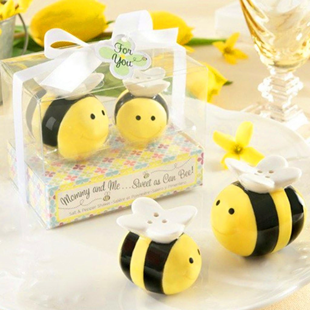 UKnows Ceramic Honeybee Seasoning Cans Salt Pepper Shakers Container Wedding Favors Set