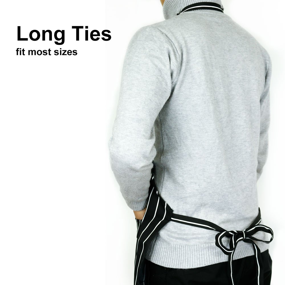 Tablier de Cuisine, Tablier de Cuisine avec 2 Poches, Tablier Noir et Blanc Unisexe pour Les Cuisiniers Restaurant Bistro BBQ, Longueur: Environ 78cm / 30.7 Pouces; Largeur: Environ 61 cm / 24,0 Pouce