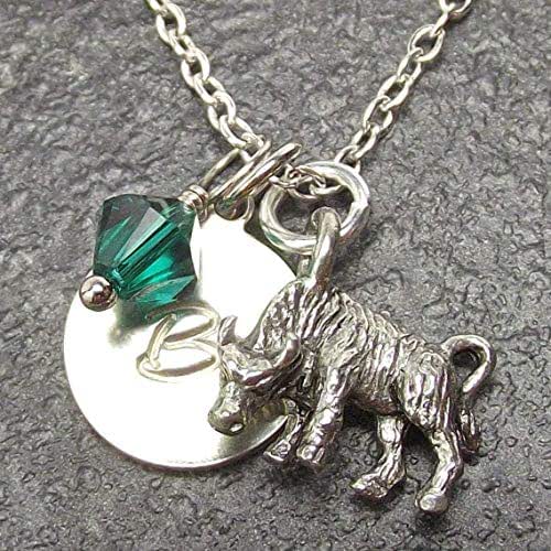 Custom Taurus Necklace with April May Birthstone Crystal