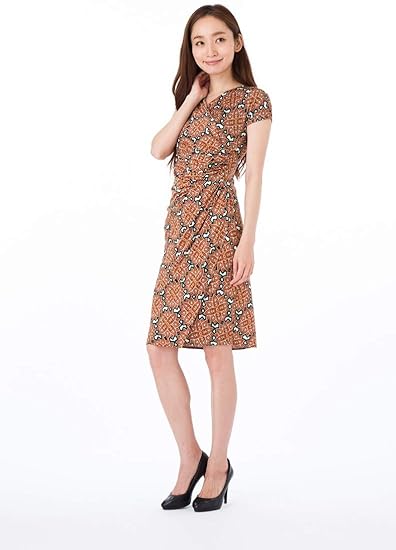 Amazon エジェリ Egerie ワンピース T4サイズ 大人ワンピース ジャージーワンピース レディース 半袖 膝丈 ワンピース カシュクール 花柄 上品 大きいサイズ T4 マルチ ワンピース チュニック 通販