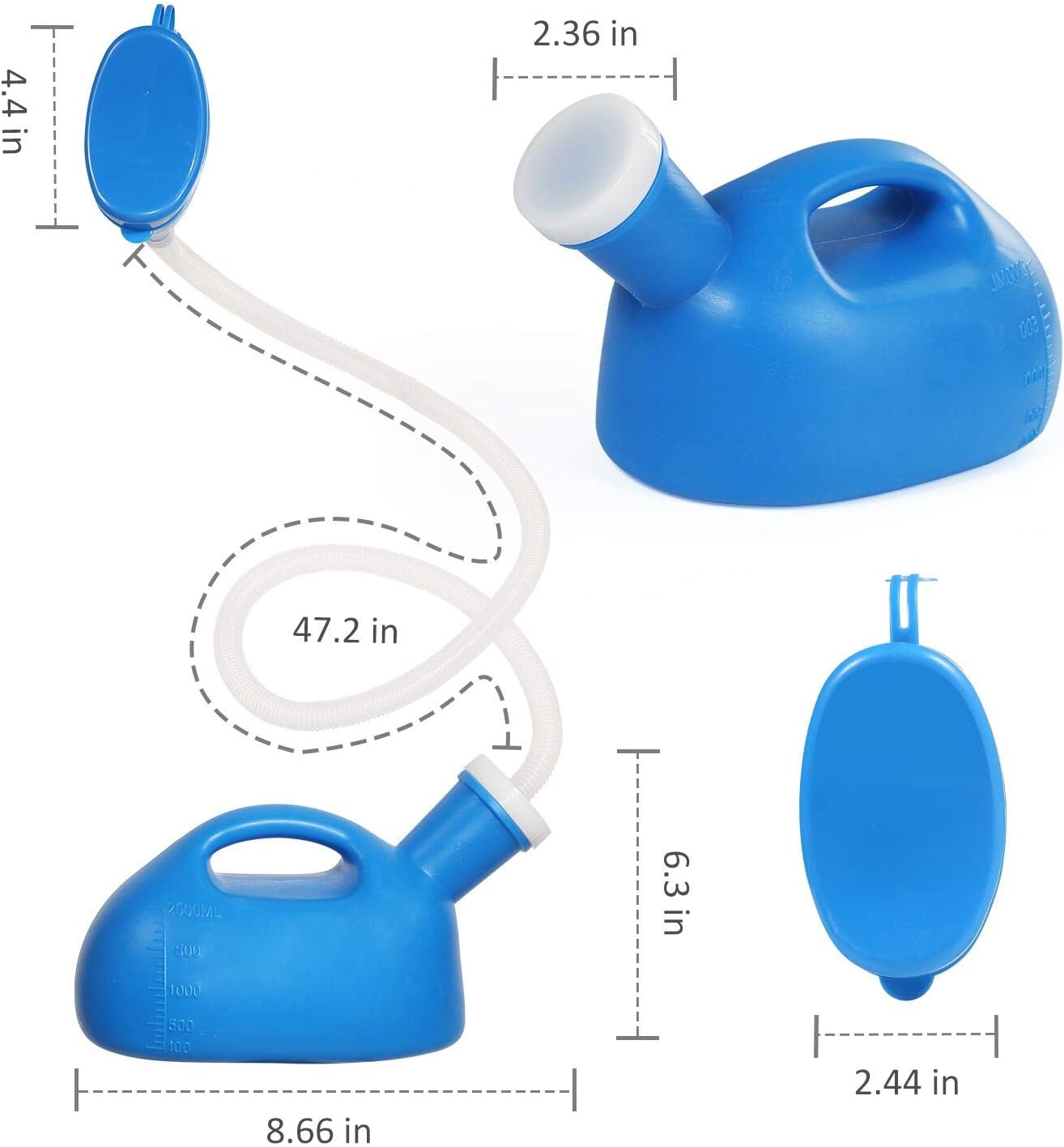 ONEDONE Female Urinal 2000ML Portable Urinal for Women Upgraded Soft Urinal Funnel Bedside Urinal for Hospital Camping Car Travel Bed: Home Improvement