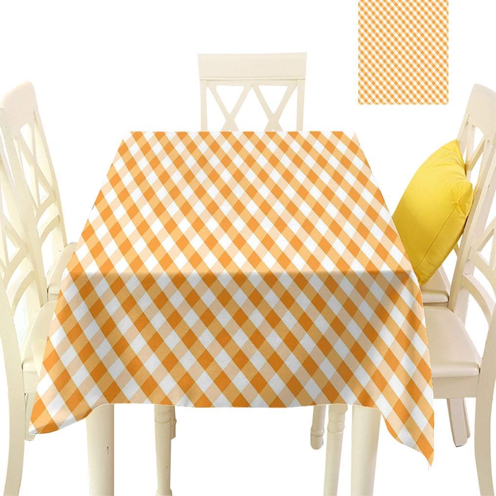 Checkered Oblong Tablecloths, Diagonal Gingham Pattern in Orange and