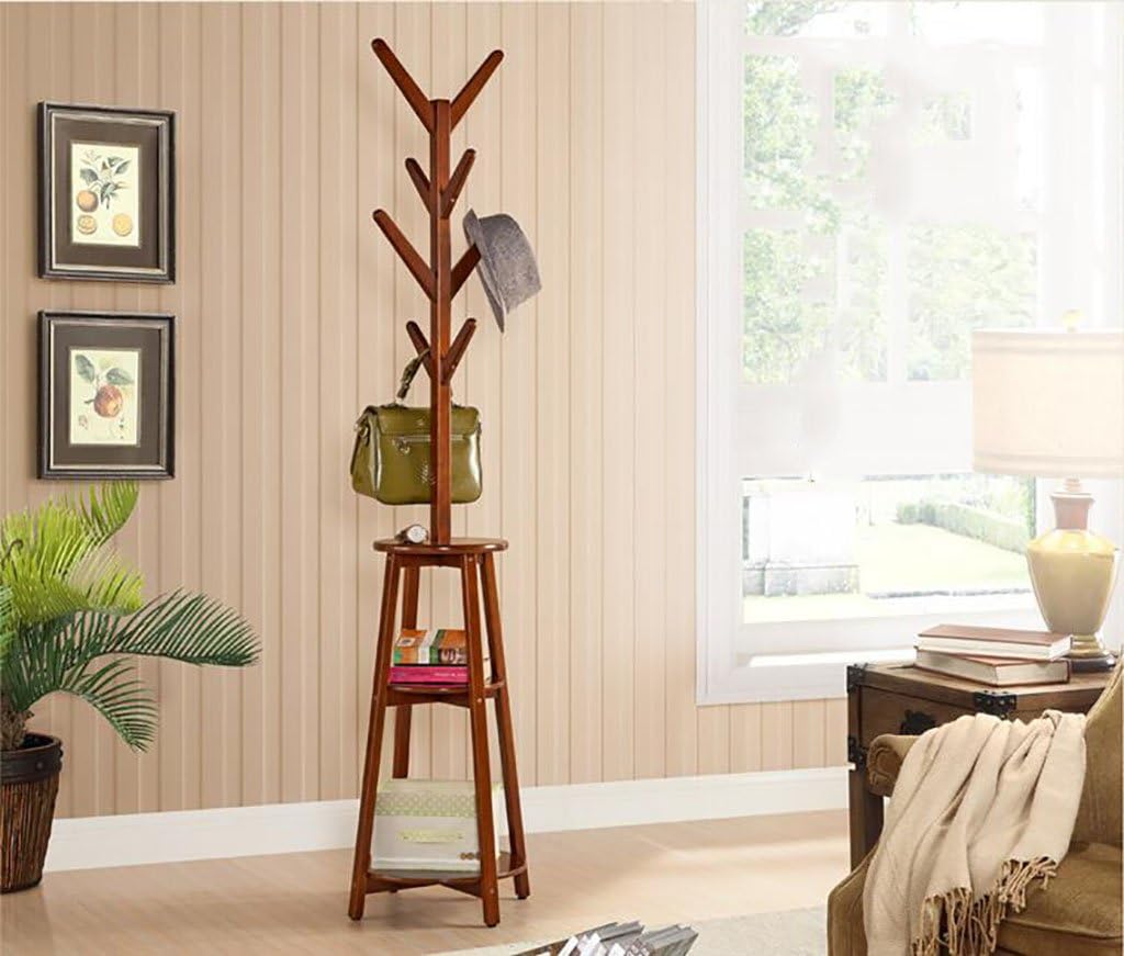 Cdbl-Iron clothing shelves Coat rack American wood racks simple hangers living room floor racks Clothes hook (Color : A)