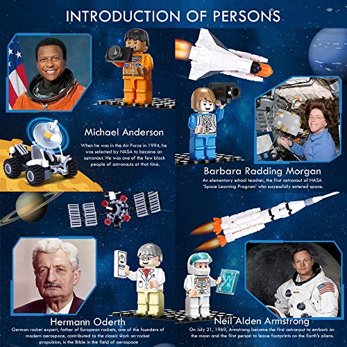 KWANITHINK Space Building Block Toys for Kids, 4 in 1 Space Construction Toys with Rocket, Satellite Lunar Lander and Astronaut, STEM Educational Toys for Boys and Girls