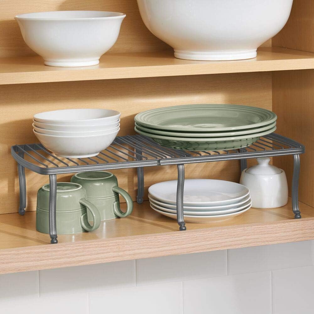 mDesign 2Piece Set Kitchen Storage Shelf — Expandable Shelf for