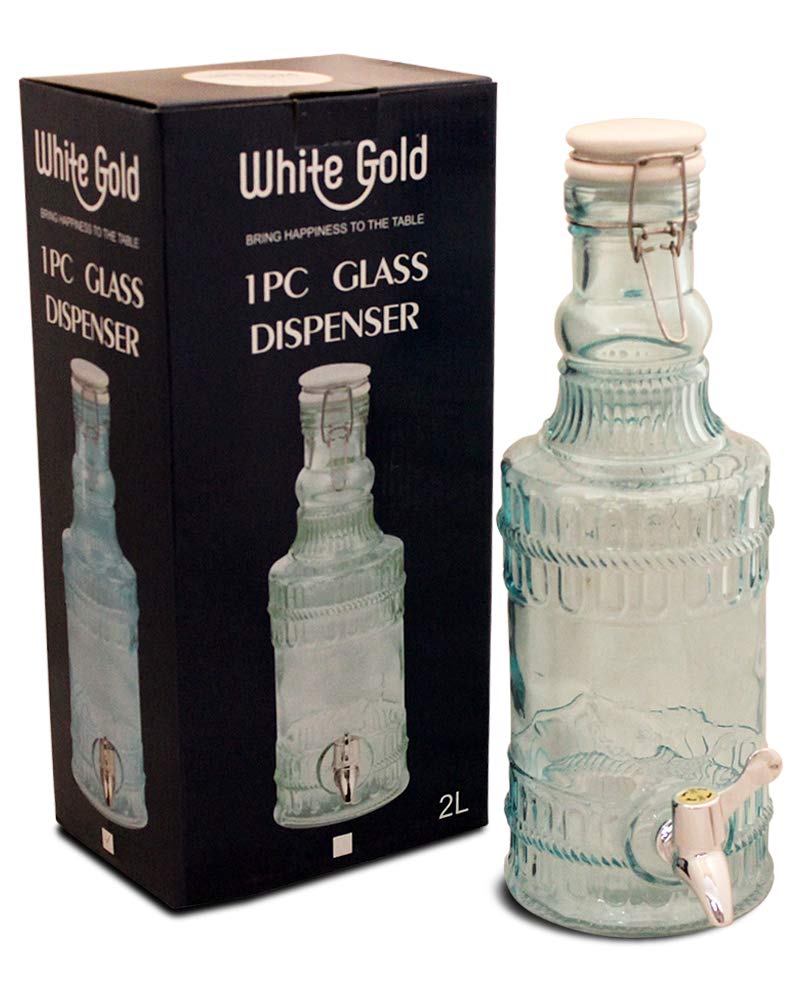 Buy White Gold Glass Beverage Dispenser 2 L 1 Pieces White Online At Low Prices In India Amazon In