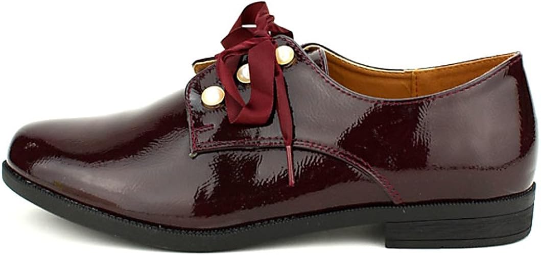 derbies bordeaux vernis femme