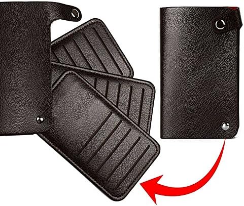 Dihem Slim PU Leather Business Name ID Credit Card Holder Pocket Case Rotatable Wallet for Men Women