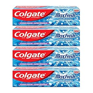 Colgate MaxFresh 600g (150g x 4, Pack of 4) Breath Freshener Toothpaste, , Peppermint Ice, Blue Gel Paste with Menthol…