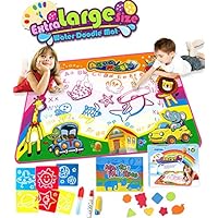 Water Doodle Mat Water Drawing Mat Aqua Magic Kids Toys Mess Free Coloring Writing Mat Gift for Toddlers Kids Doodle Learning Toy Educational Toy for 2, 3, 4, 5, 6, 7, 8 Years Old Toddlers Boys Girls