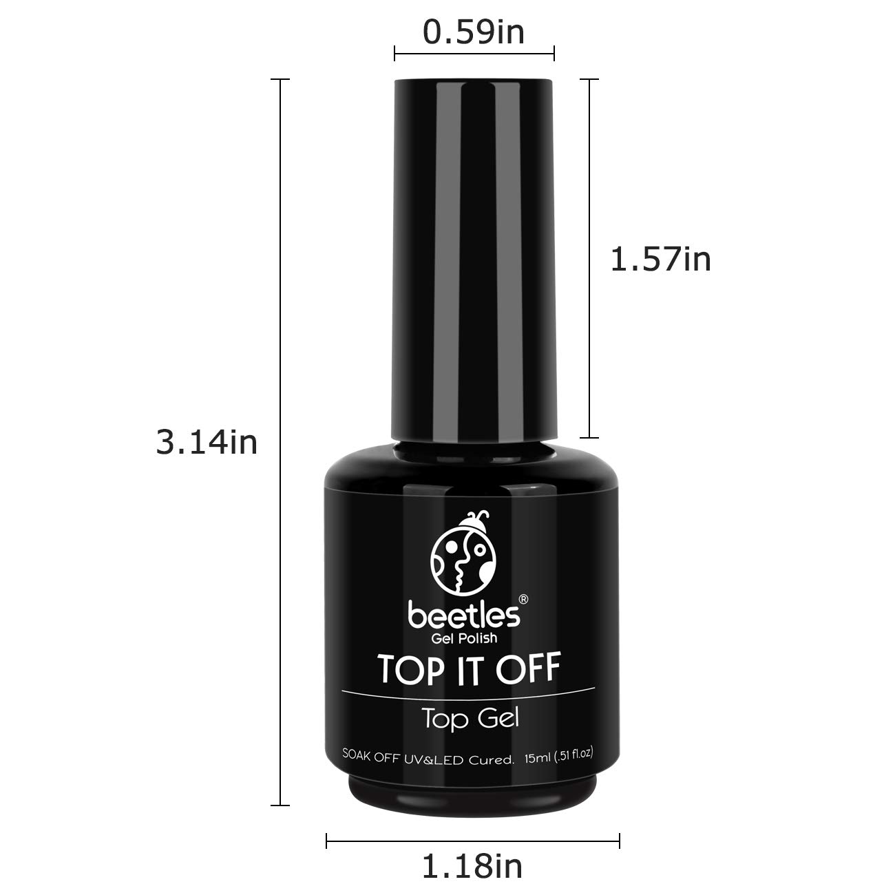 Beetles 2 Pcs 15ml No Wipe Gel Top Coat and Base Coat Set - Shine Finish and Long Lasting, Soak Off U V LED Gel: Beauty