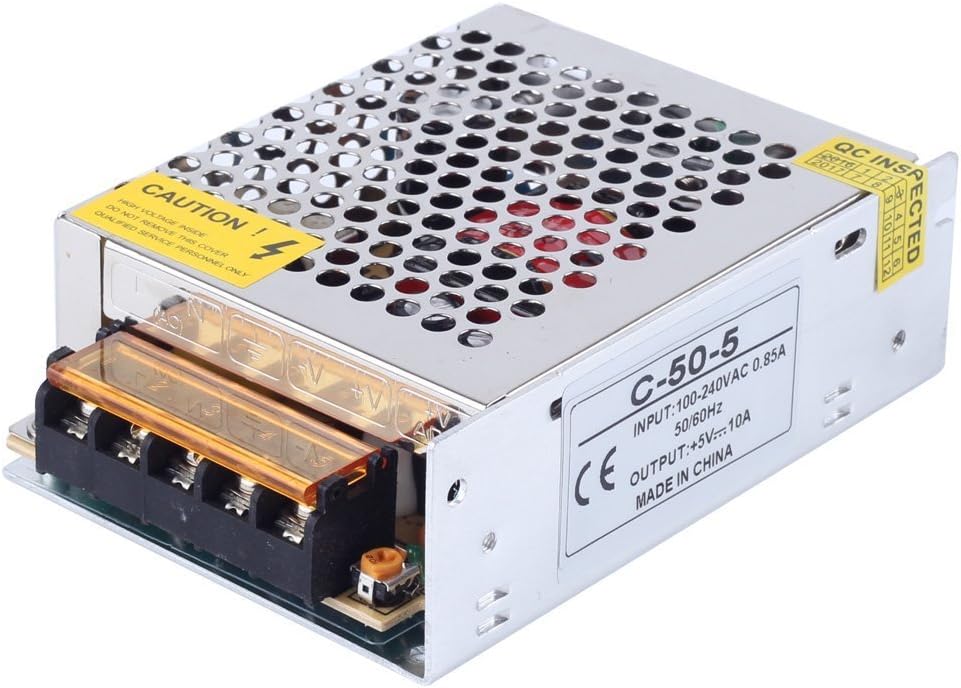DC5V Power Supply CHINLY AC 110/220V to DC5V 10A 50W LED Driver Switch Power Supply Transformer for WS2811 2801 WS2812B WS2813 APA102 LED Strip Pixel Light