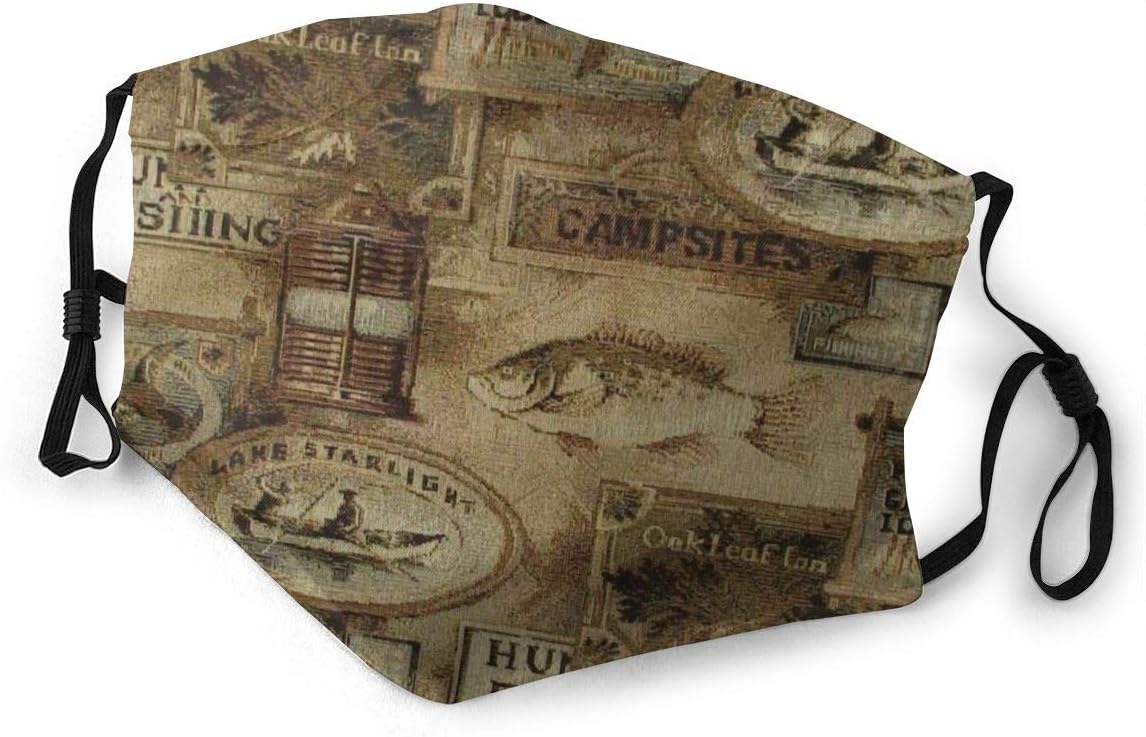 Hchengxianz Double Sides Printed Dust Cover with 2 Pcs Filter Fabric Fishing Boat Seagull Leaf Washable Breathable Face Mouth Cover for Daily Use Or Outdoor Sports