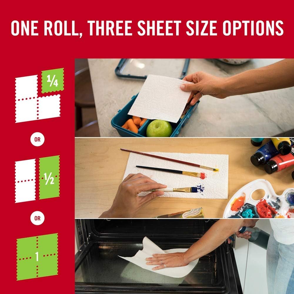 Brawny Tear-A-Square Paper Towels, 12 = 24 Regular Rolls, 3 Sheet Size Options, Quarter Size Sheets, 12 Count, 12 Count (Pack of 1): Health & Personal Care