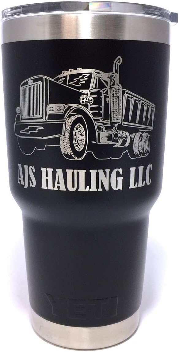 YETI Rambler w/Custom Trucking Design, Laser Engraved Stainless Steel Tumbler With Your Choice Of NEW DuraCoat Colors - NOT A STICKER!!